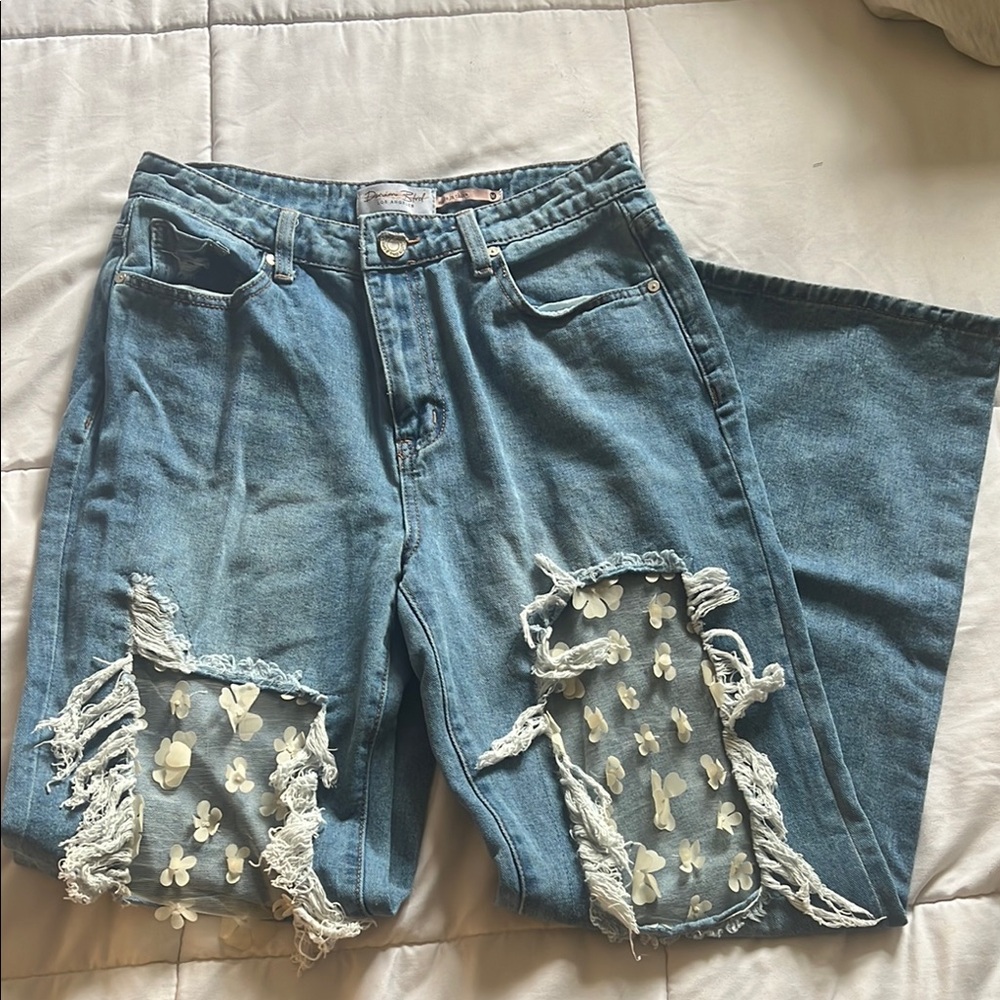 Fashion Nova Blue Flare Wide Leg Jeans